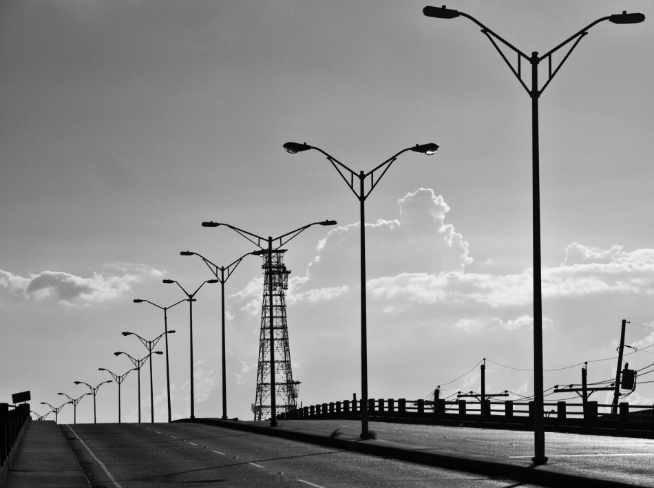 The Broad Street Overpass in New Orleans, Louisiana in Black & White