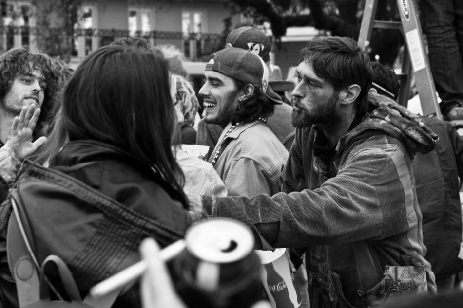 Parade-goers at the Endymion Mardi gras parade in New Orleans, LA on February 9, 2013